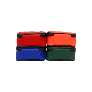 Pouch Set 15 Pouch Set – four medical pouches in orange, red, blue, and green designed for the Medic Grab Bag, offering organised and hygienic medical storage.