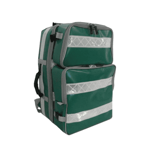 Green Fire Trauma Backpack – durable trauma backpack and professional equipment backpack designed for firefighters carrying essential fire equipment.