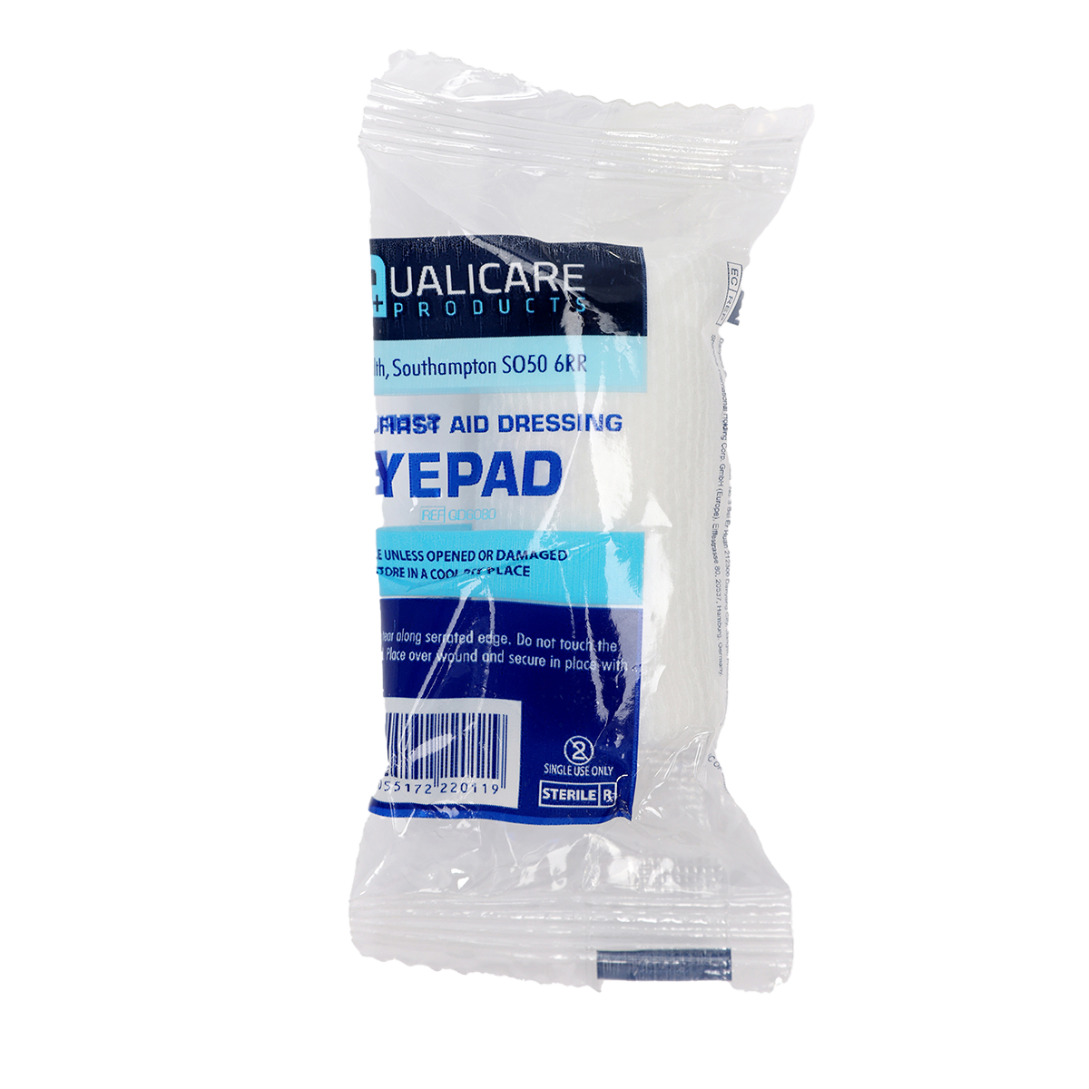 eye-pad dressing White and blue eye-pad dressing